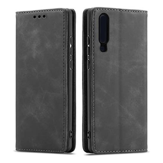 Leather Flip Cover with Internal Pocket for Samsung Galaxy A50 Black